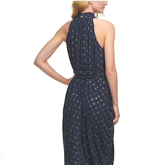 Tommy Hilfiger-Sleeveless Dark Navy Polka Dot Tea Length Dress Sz. 16, 18 - Picture 5 of 11